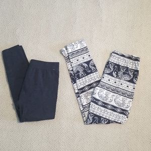2 Pair Womens Leggings OS S/M